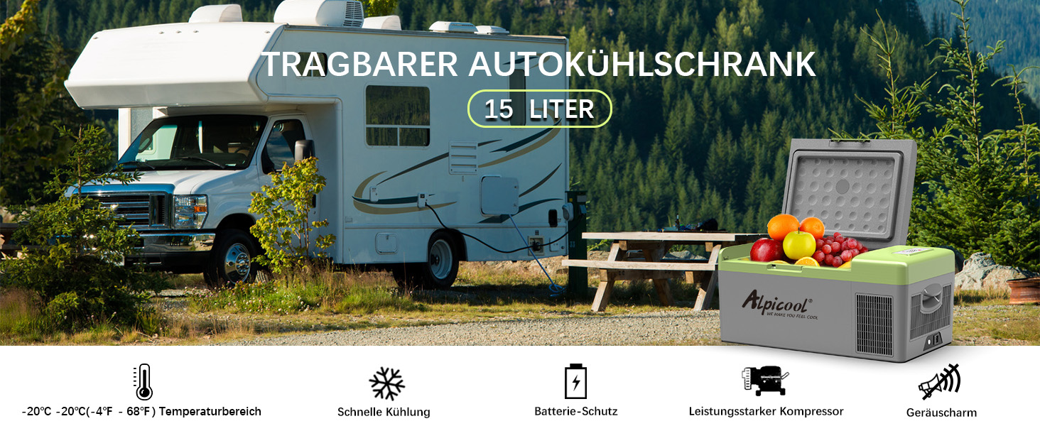 Alpicool C9PT Холодильник 12V для Автомобіля, RV, Човна - Міні Холодильник з Компресором (15L)