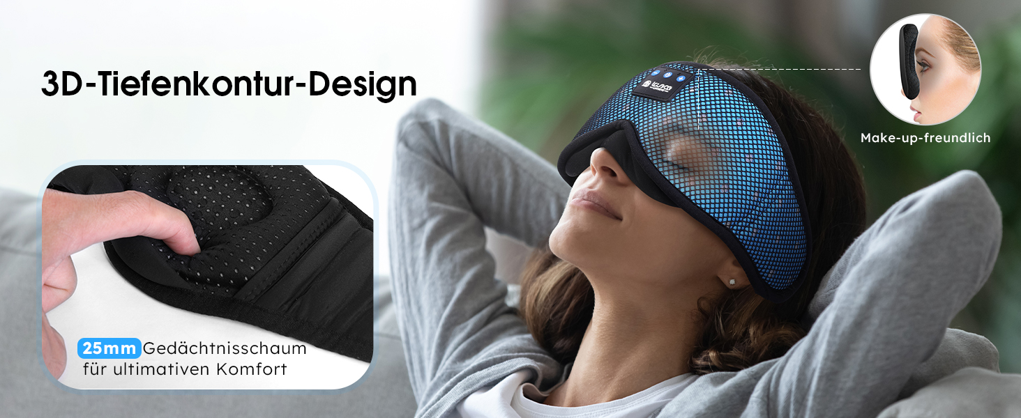 Маска для сну LOVE EYE 3D, для тих, хто спить на боці, чоловіча та жіноча, дихаюча, блокує світло (Блакитна)