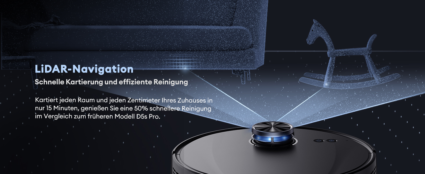 Робот-пилосос Ultenic з функцією миття 6000Pa, LiDAR навігація, 3-в-1, 150 хв роботи, керування через додаток, для шерсті тварин, килимів та твердих підлог D10