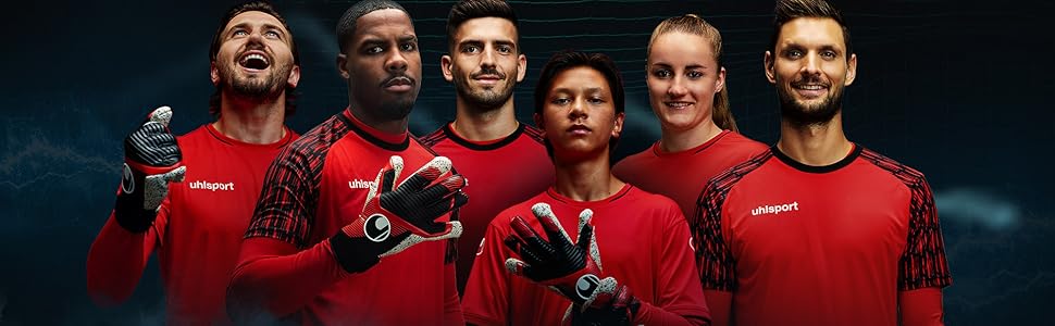 М'які футбольні воротарські рукавички Uhlsport унісекс Молодіжний стартер Powerline (3.5, Чорний / червоний / білий)