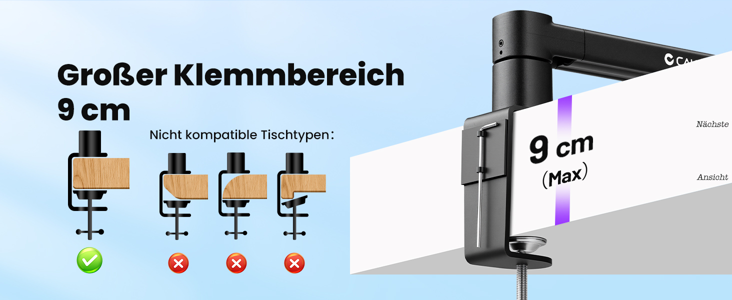 CAHAYA Мікрофонний стійкий кронштейн Boom Arm Professional: Регульований мікрофонний кронштейн з подовжувачем, дизайн під монітор для стрімінгу та запису, вантажопідйомність до 2.5 кг