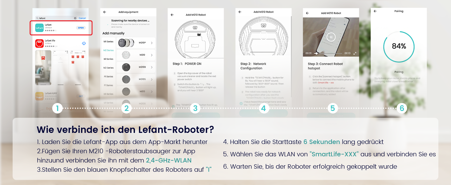 Робот-пилосос LEFANT M210P з функцією миття, 12000Pa, LiDAR, білий