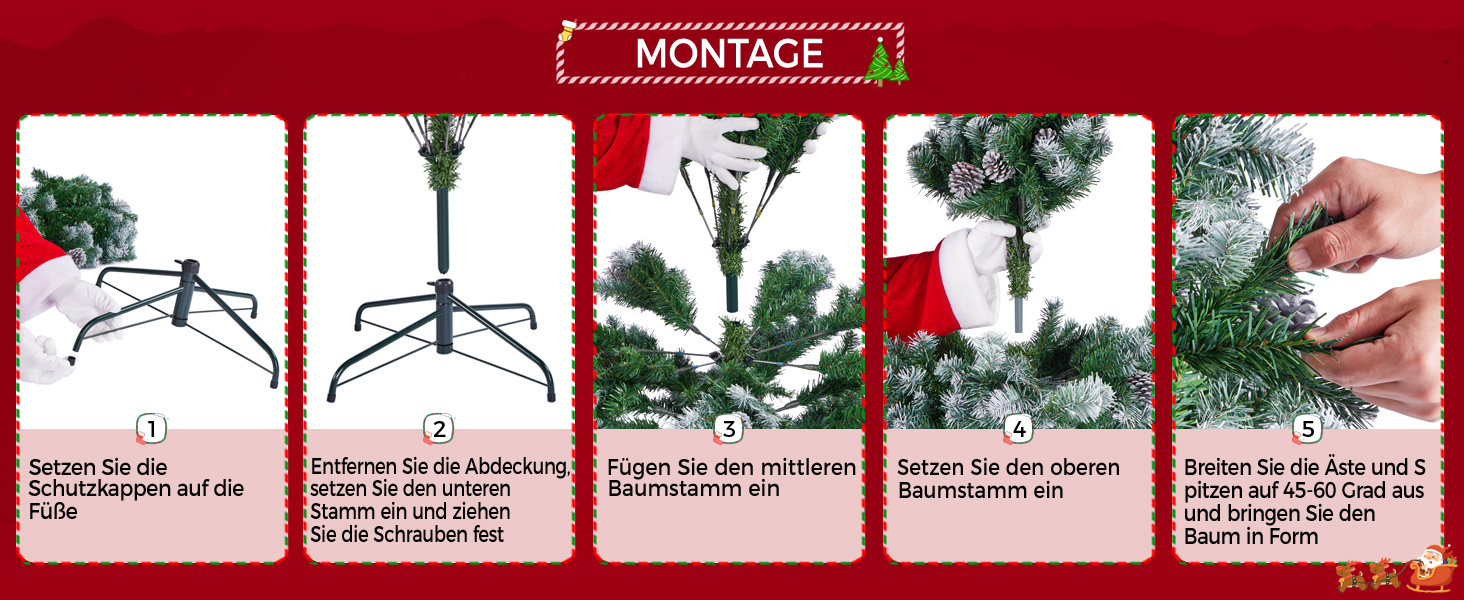 Штучна ялинка Yaheetech 183 см зі снігом та 64 шишками, 920 гілок, вогнестійка, з металевим підставкою та системою швидкого складання