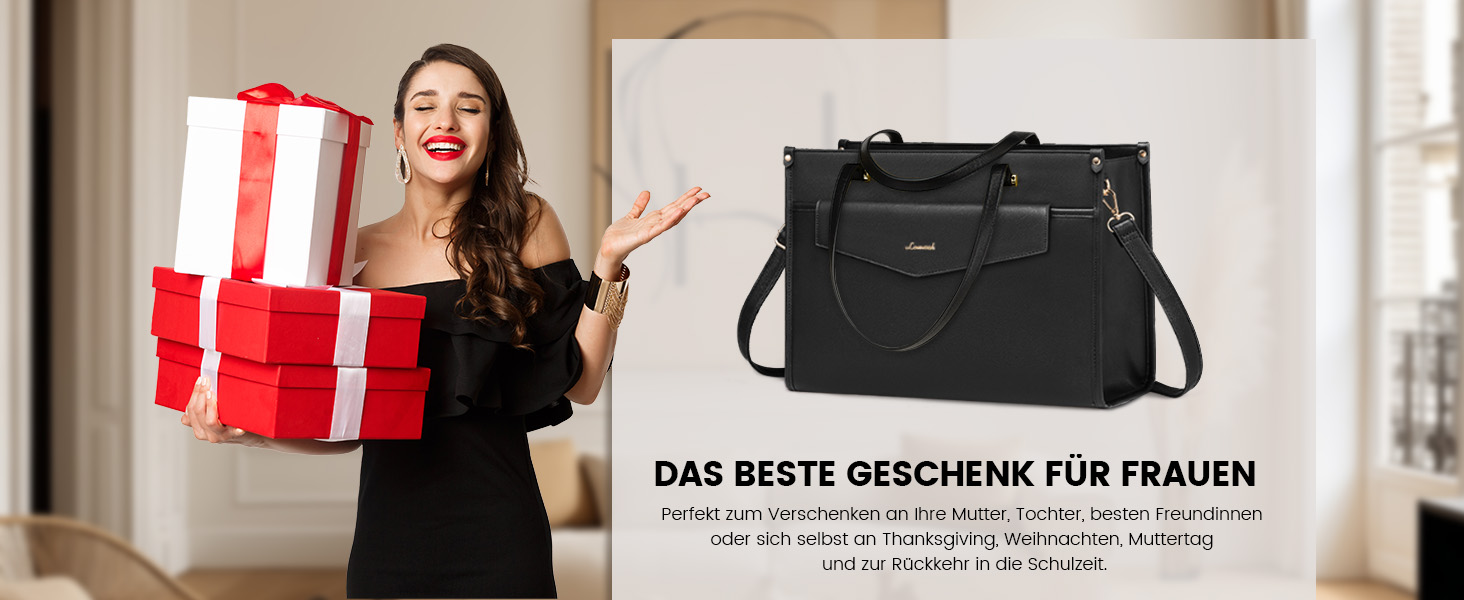 Сумка для ноутбука LOVEVOOK для жінок, водонепроникна, велика, сумка-шопер, ділова, шкіряна, для навчання, 15.6 дюймів, чорна, бежева, коричнева