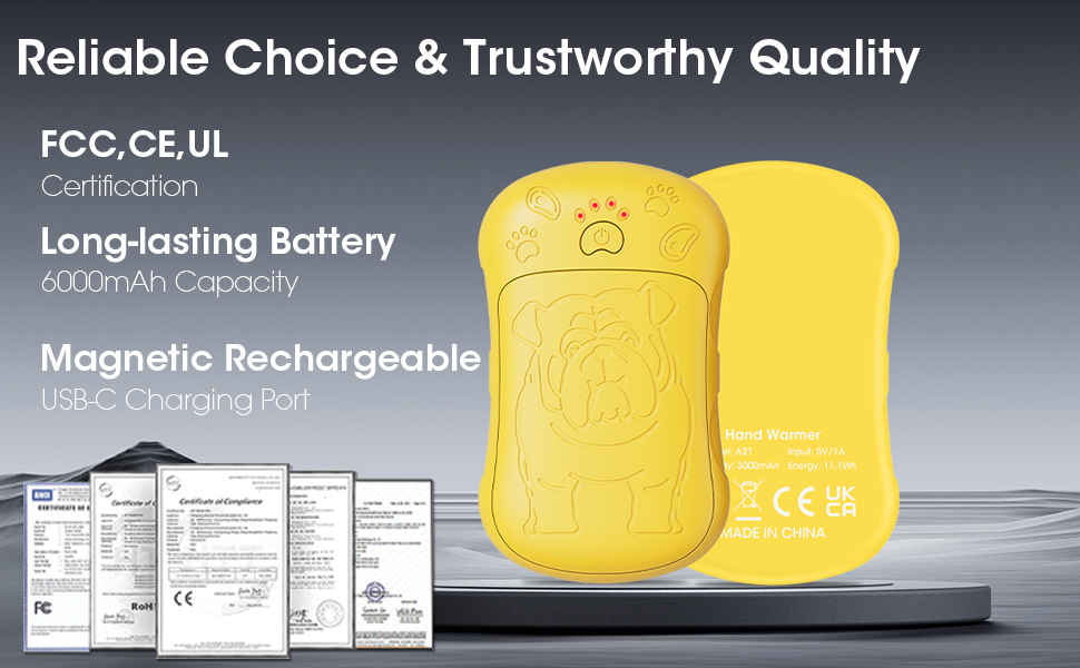 Електричні грілки для рук, 2 шт. 6000mAh, акумуляторні, багаторазові, для активного відпочинку, спорту, полювання, гольфу, кемпінгу, теплий подарунок для жінок, чоловіків, дітей (жовті)