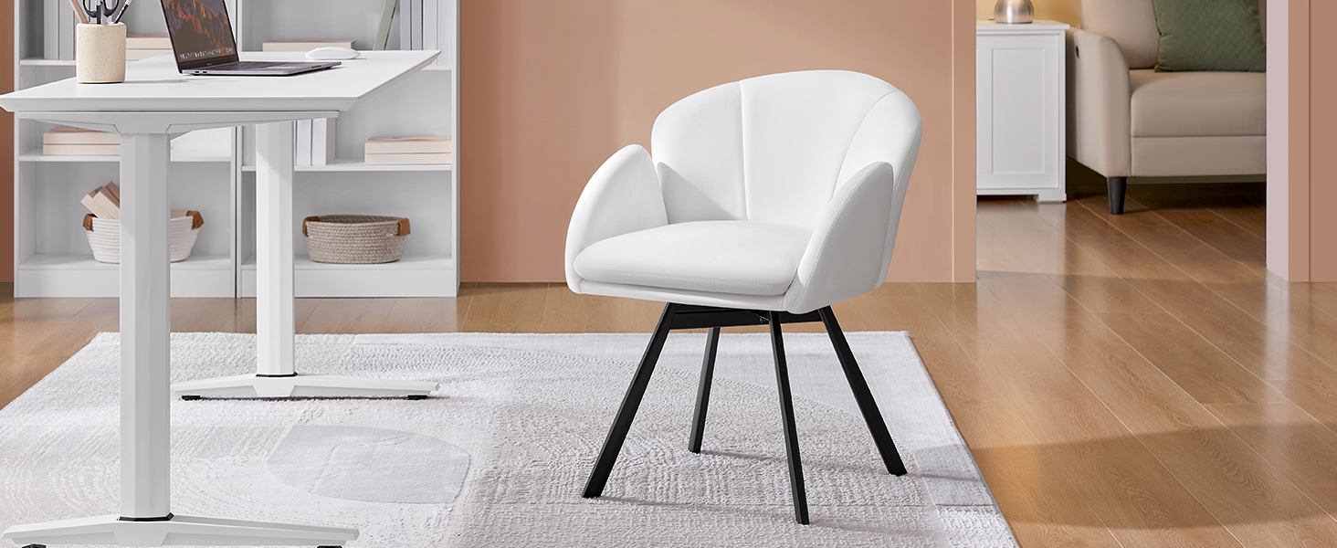 Крісло офісне Yaheetech, біле, 360° обертання, з м'яким сидінням, для дому/офісу