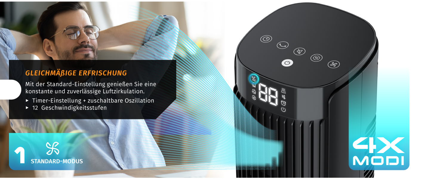 Вентилятор підлоговий Brandson ECO Design DC мотор, 12 швидкостей, з пультом, тихий, коливання