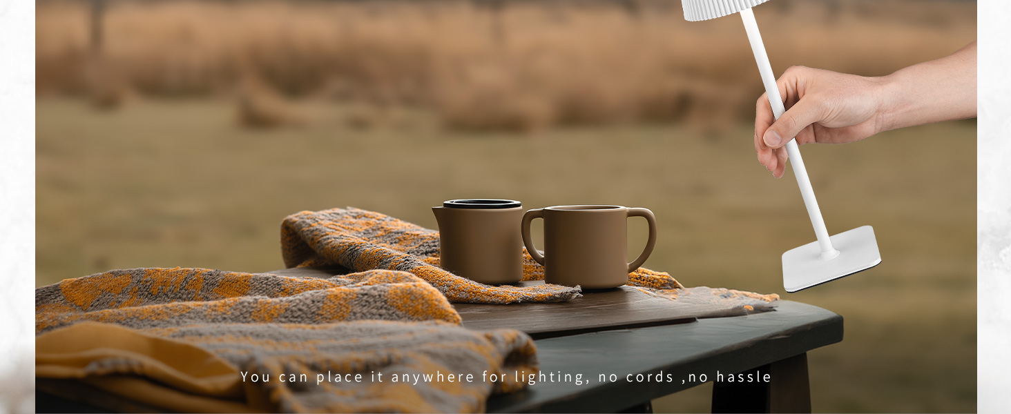 Стійка LED лампа LuminexDesigns бездротова з акумулятором 5200mAh, диммування, IP54, для дому та саду, 3000K/4500K/6000K, білий