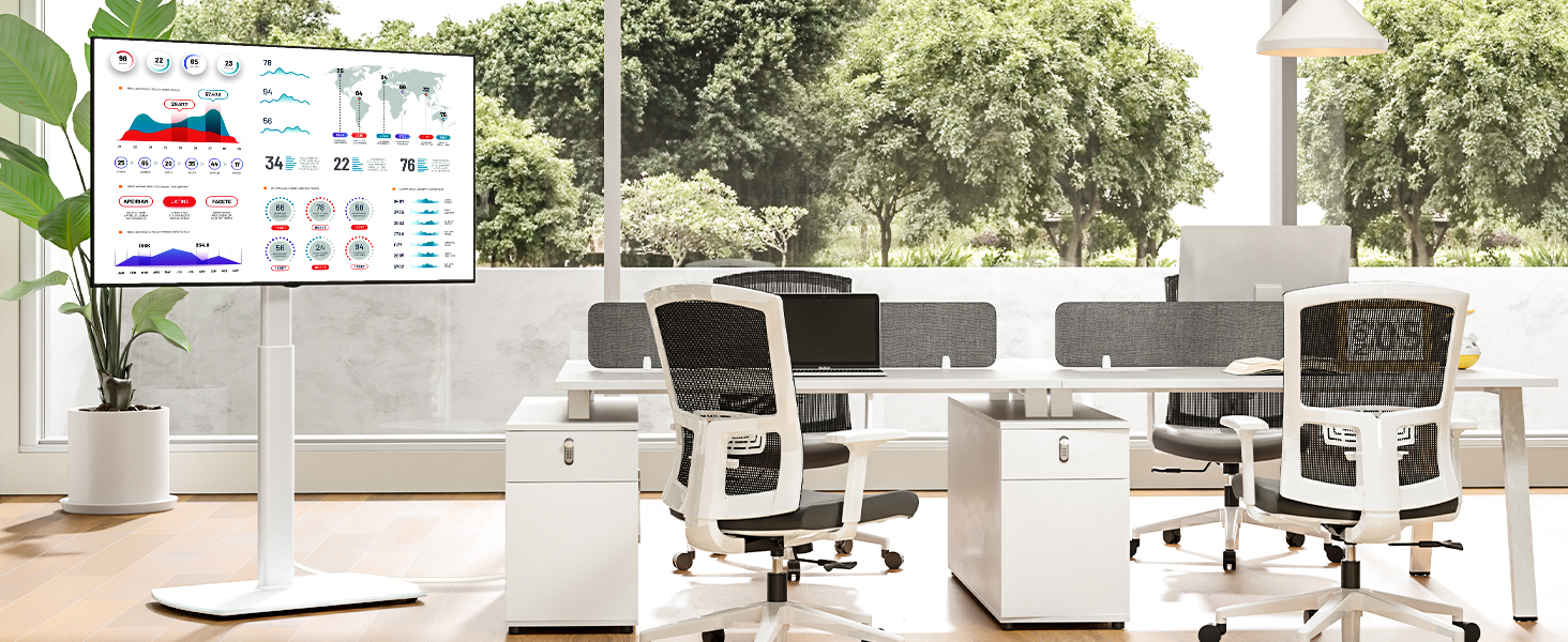 Підставка для телевізора біла, на підлогу, для 32-65 дюймів, до 35 кг, регульована висота, поворотна, VESA 400x400 мм