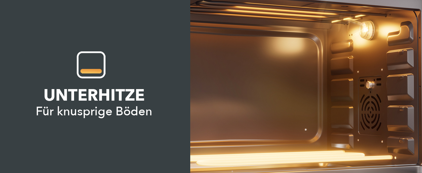 Багатофункціональна міні-піч Heinrich's з об'ємом 48л, конвекція, таймер 8год, підсвітка, 100-230°C, сенсорне керування, з аксесуарами, чорна, 2000W