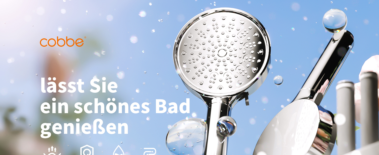 Фільтр для душу Cobbe зі шлангом, ручна лійка з 3 вугільними фільтрами, душова лійка з 6 режимами, високонапірний економний душ з фільтром від накипу для жорсткої води, видаляє 99% хлору, хром