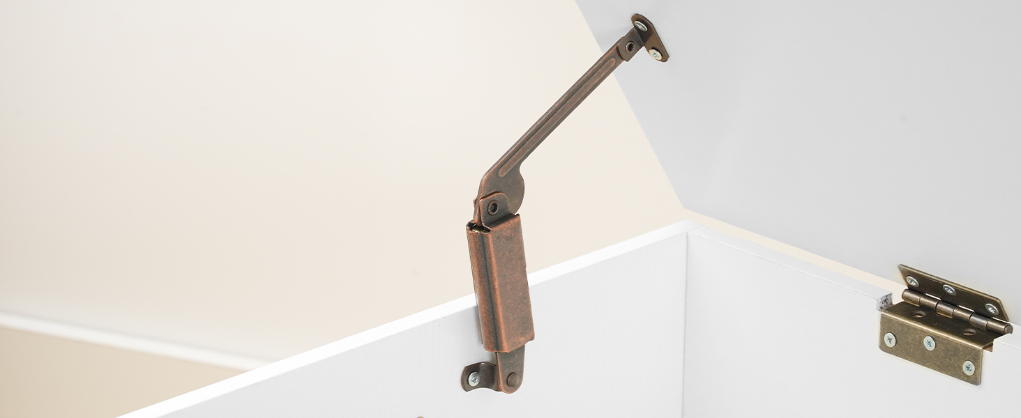 HOOBRO Лавка з ящиком для іграшок, 100 см, білий та натуральний колір дерева, з безпечним шарніром, для дому