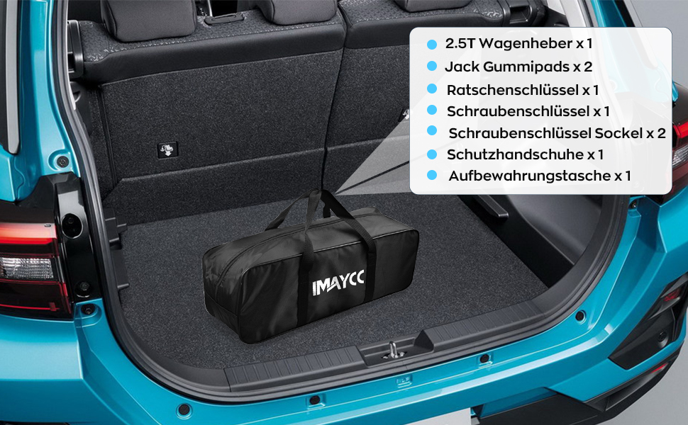 Універсальний гвинтовий домкрат-ромб IMAYCC 2.5т для BMW (Серії 1, 3, 5, 6, 7, Z, X) з гумовими накладками та торцевим ключем, чорний