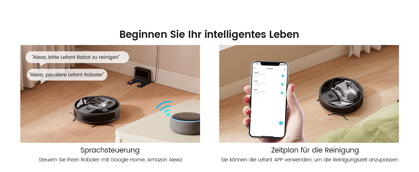 Робот-пилосос LEFANT M320 з вологою, 6000Pa, ущільнення, App/Alexa, чорний