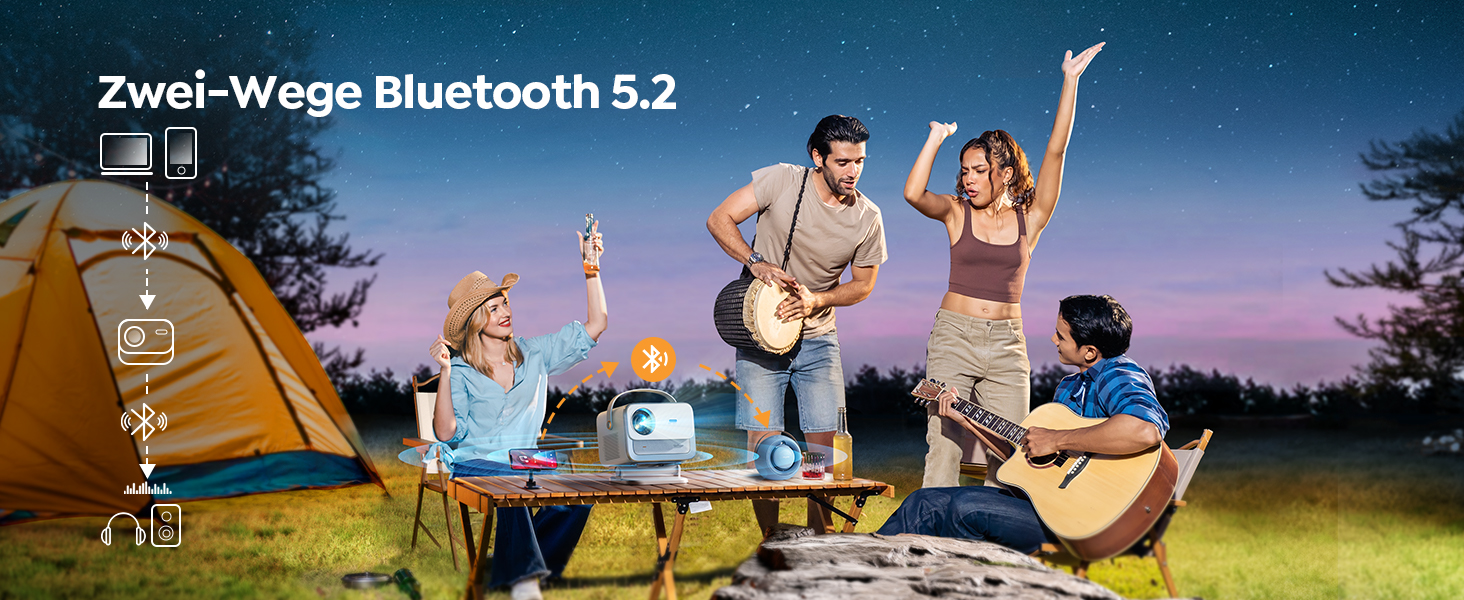 YABER V12 проєктор 4K: Full HD, WiFi6, Bluetooth 5.2, автофокус, 20W Dolby, для дому та на відкритому повітрі