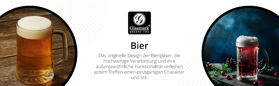 Набір келихів для пива Glasmark KROSNO 1992 Biertulpen 6 шт, 500 мл - для Pils, Stout, коктейлів, придатні для мийки в посудомийній машині