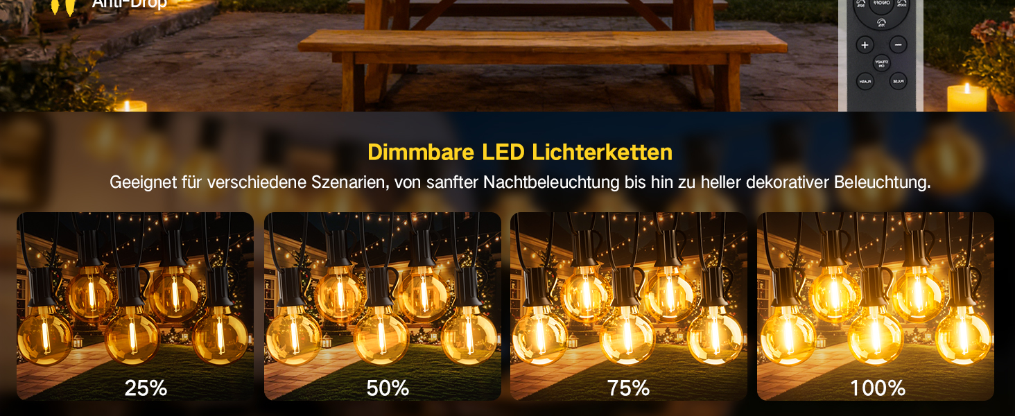 Світлодіодна гірлянда для вулиці 30м, зовнішнє LED-освітлення для саду та тераси