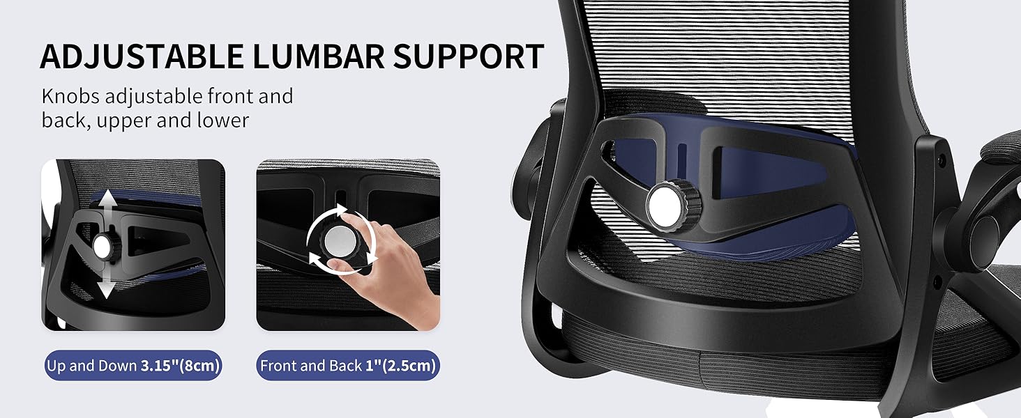 Ергономічне крісло для офісу Fizzin, комп'ютерне крісло з регульованою поперековою підтримкою, дихаюча сітчаста спинка, посилене сидіння, зручне крісло для дому та офісу (Рожевий) (Чорний)