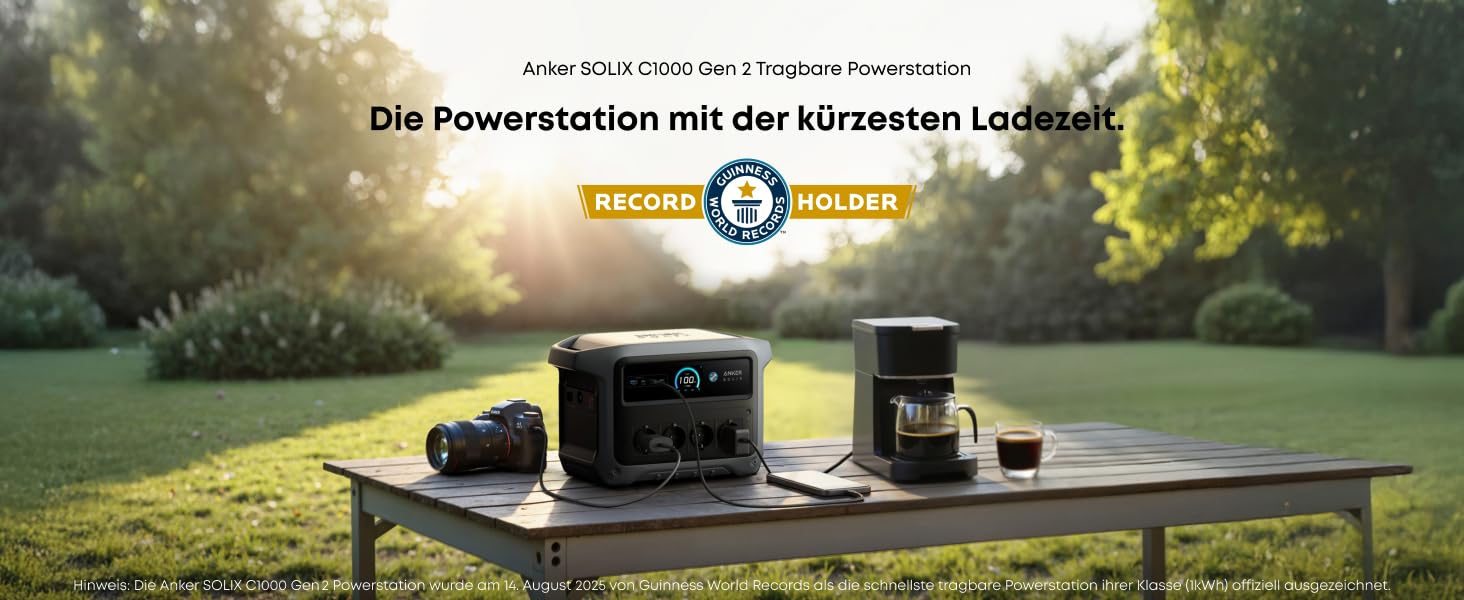 Anker SOLIX C1000 Gen 2: Портативна сонячна електростанція з панеллю 200W, 2000W (пікова 3000W), 1024Wh LiFePO₄, для резервного живлення