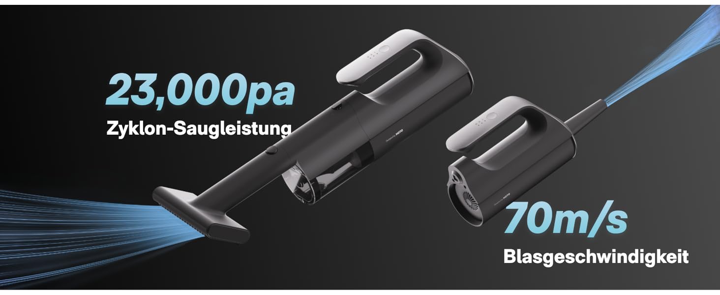 HOTO BlowVac™ портативний акумуляторний пилосос 23000Pa: для авто, дому, килимів, від шерсті тварин з функцією видування