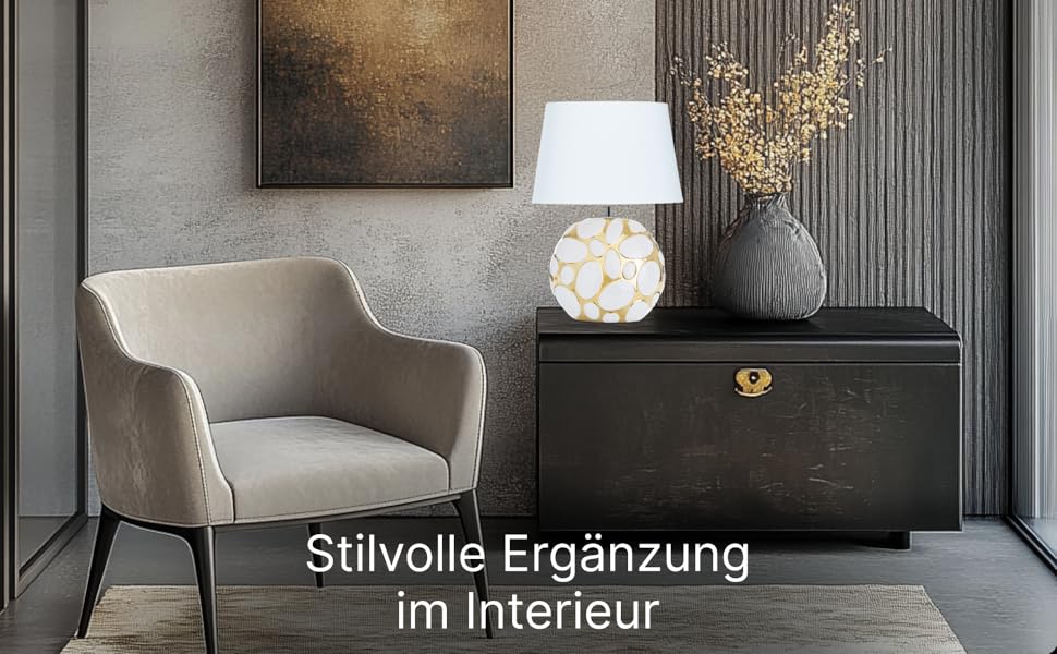 ARTE LAMP LED настільна лампа – класична декоративна хромована лампа для робочого столу з білим текстильним абажуром для вітальні та спальні – з кабелем, хром, білий (Poppy Gold)