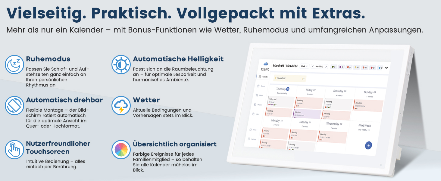 Цифрова фоторамка Frameo 10.1 дюймів WLAN, Full HD IPS сенсорний екран 1280x800, 32ГБ пам'ять, автоматичний поворот, можливість монтажу на стіну, керування через додаток Frameo (Білий)