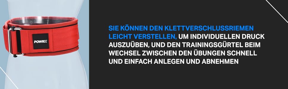 Пояс для важкої атлетики PowrX - високоякісний і регульований фітнес-пояс для тренувань - самофіксуюча підтримка спини для важкої атлетики, пауерліфтингу та станової тяги червоний
