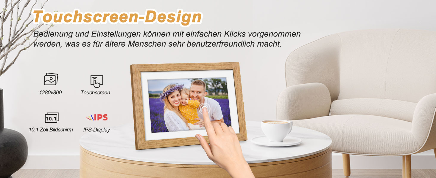 Цифровий фоторамка з дерева, Wi-Fi, 32GB, 10.1