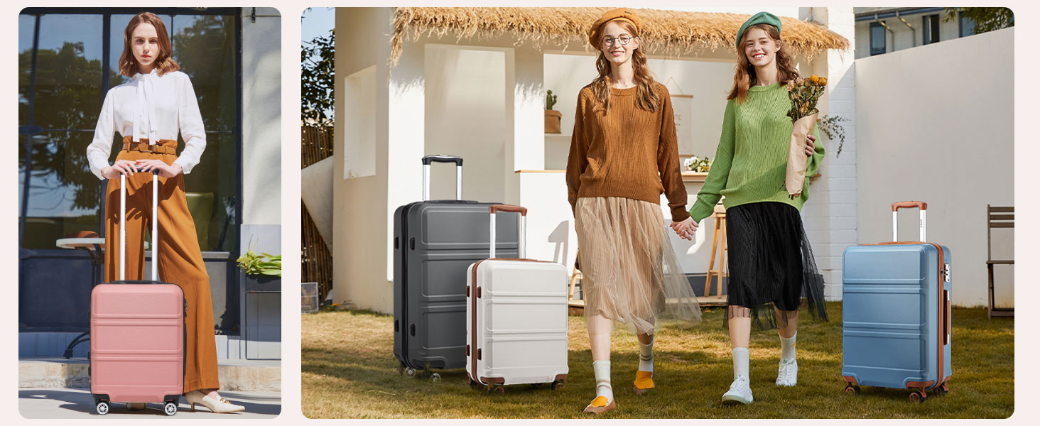 KONO Валіза середнього розміру 24 дюйми, ABS, з TSA-замком, 4 колеса, 65×44×25.5 см, темно-синій