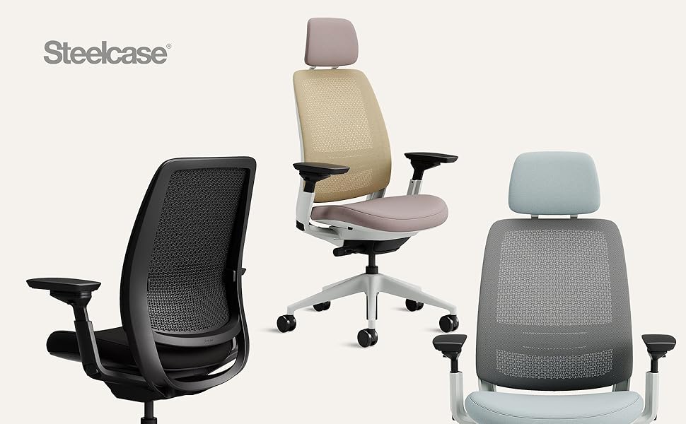 Ергономічне офісне крісло Steelcase Series 2 з LiveBack, 4D підлокітниками, підголівником, Storm Horizon