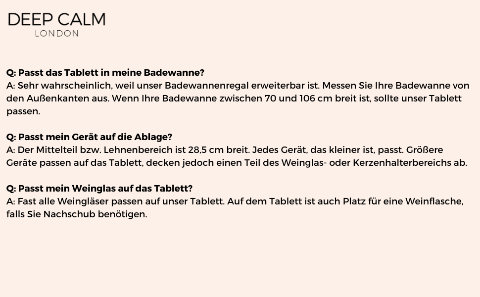 Підставка для ванни Deep Calm - регульована бамбукова підставка - антиковзаюча підставка для ванни. Підходить для більшості ванн. Місце для книги, iPad, телефону, склянки, свічки (натуральний бамбук)