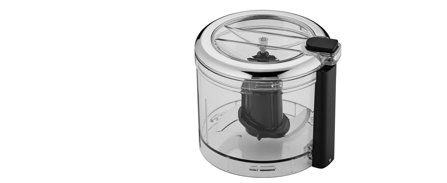 Подрібнювач WMF Küchenminis Cromargan матовий, компактний електричний подрібнювач з однією кнопкою, контейнер 0.3л, 65 Вт, пластик