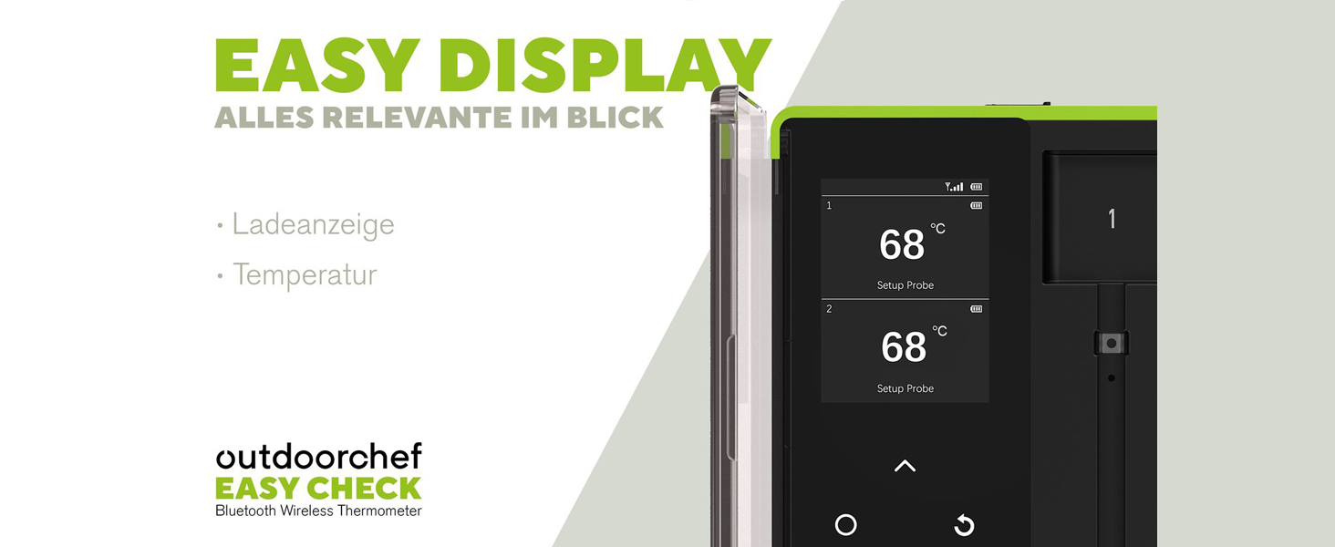 Термометр для гриля Outdoorchef Easy Check Quadro з Bluetooth, 4 датчики, 200м, для миття в посудомийній машині, з магнітною док-станцією