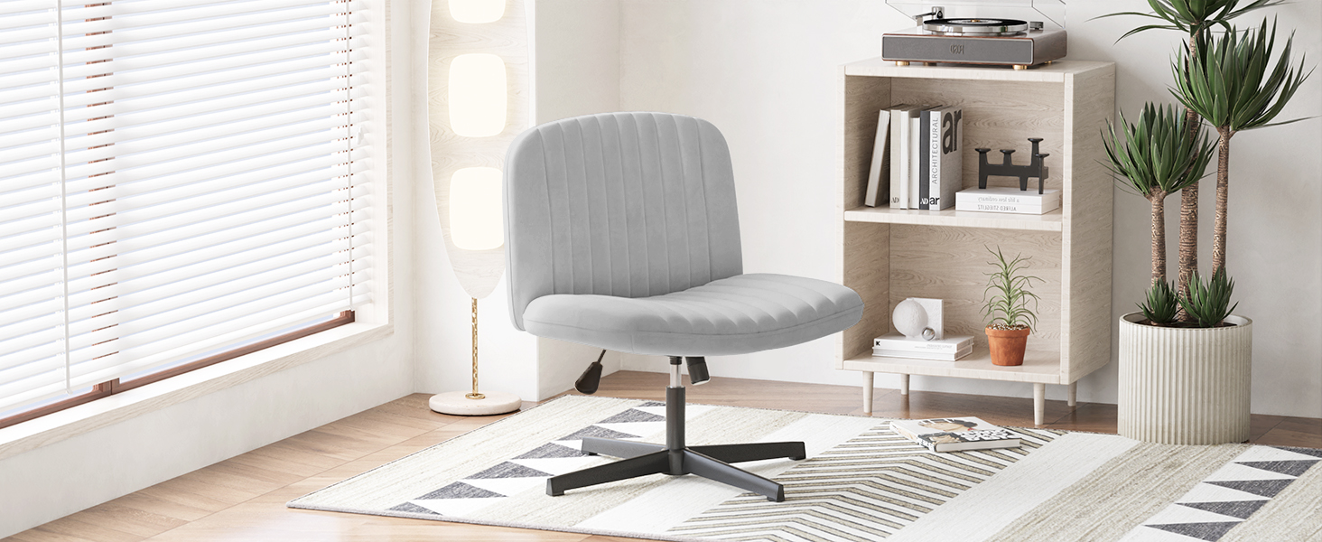 Офісне крісло без підлокітників Naspiro, сіре, з тканини, регульоване по висоті, поворотне на 360°, з функцією гойдання