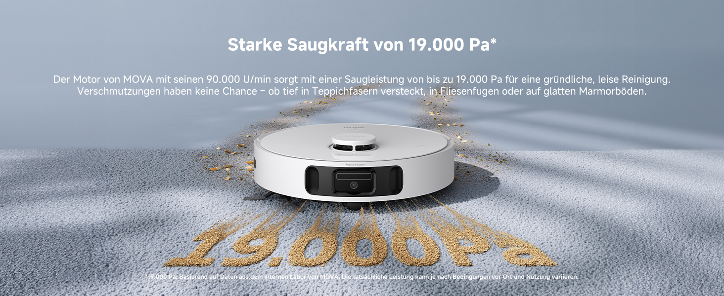 Робот-пилосос Mova E40 Ultra з функцією миття, автоматичним очищенням, потужністю 19000 Па, MaxiReach-мопом, бічними щітками, вбудованим резервуаром 80 мл та базою для 75 днів прибирання