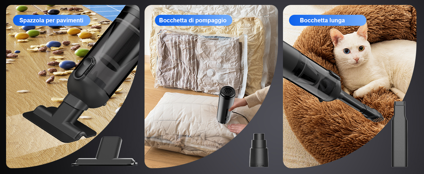 Акумуляторний ручний пилосос для авто та дому 4-в-1, безщітковий мотор 26000Па, 3 режими потужності, з підсвіткою (Сірий)