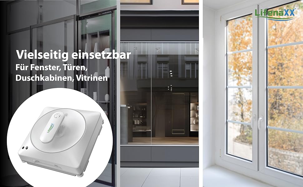 Робот для миття вікон Lifenaxx LX-047 з 4-ма форсунками, 4 програмами очищення, безщітковий двигун та пультом дистанційного керування – для рамкових та безрамових вікон