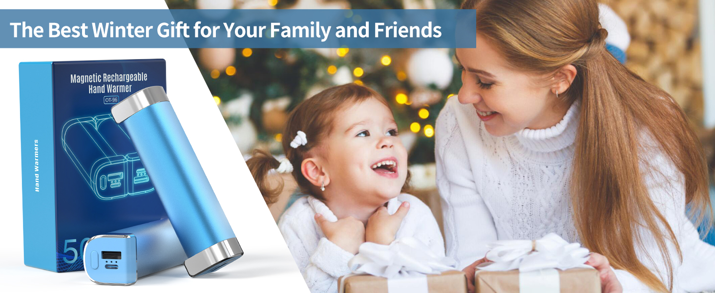 Електричні грілки для рук 5000mAh (2 шт.) - багаторазові, для дітей та дорослих, для активного відпочинку, зимовий подарунок, блакитні