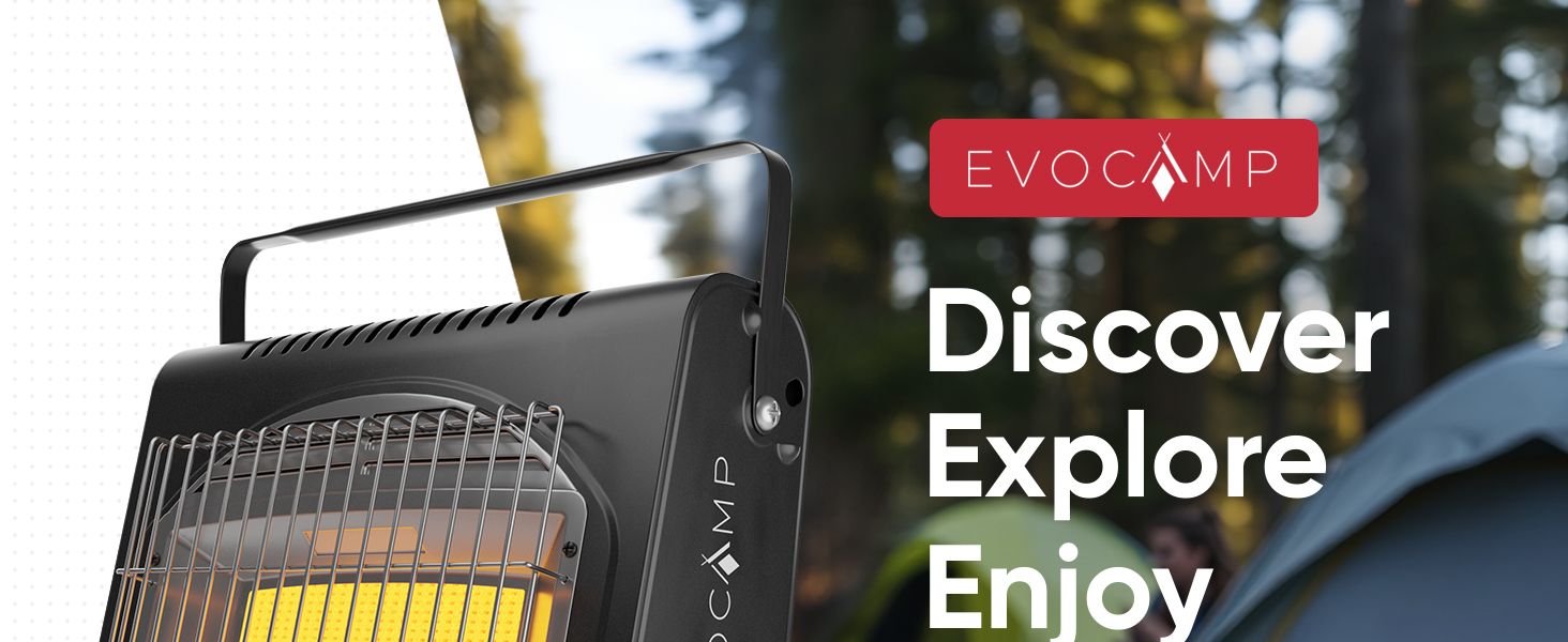 EVOCAMP Портативна газова опалювальна техніка, 1.7 кВт, керамічна, для дому та відпочинку на природі (ODS)