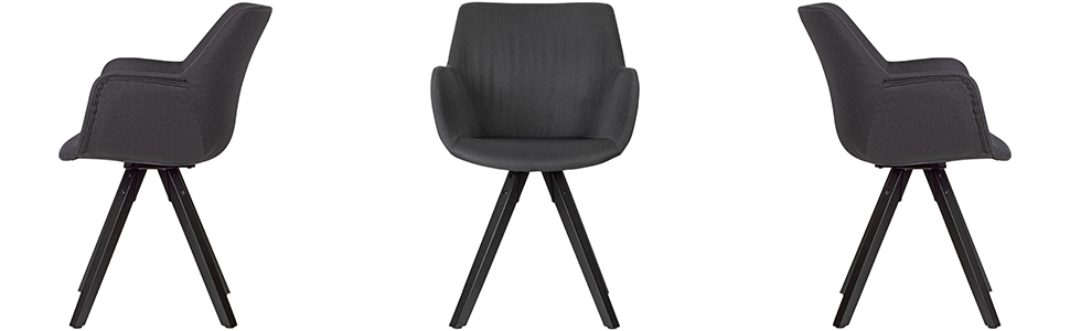 Набір обідніх стільців FineBuy 2 шт. з підлокітниками, 54x85x58 см, тканина, чорні ніжки, сучасний дизайн, м'який, для кухні