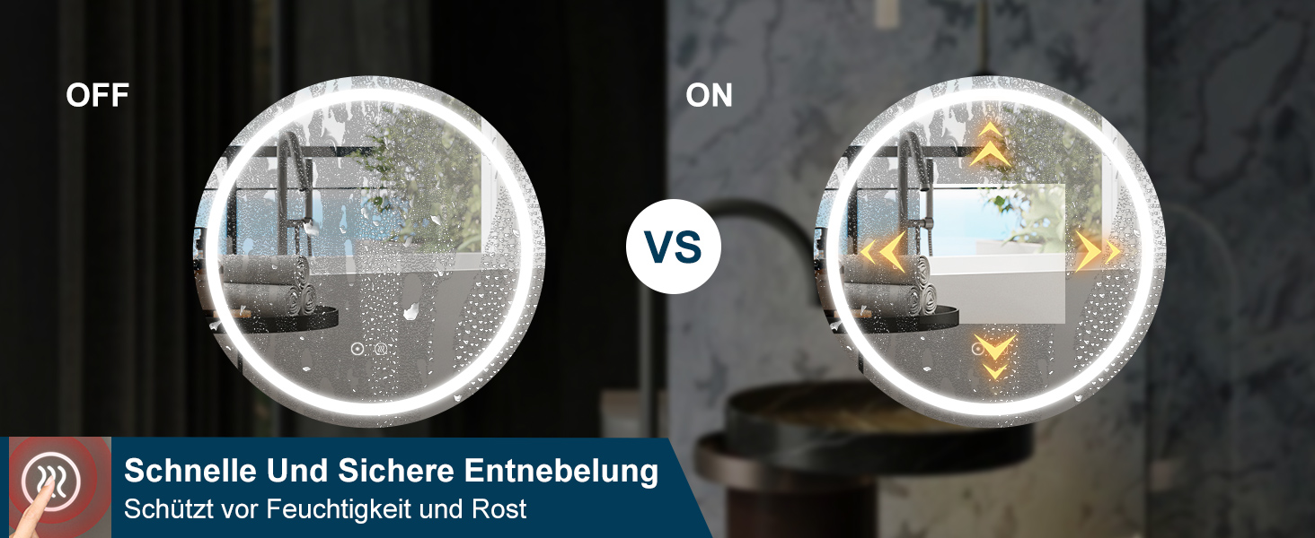 LED дзеркало для ванної кімнати 60x80 см з підсвічуванням, 3 кольори, регулювання яскравості, протитуманне покриття, сенсорне управління