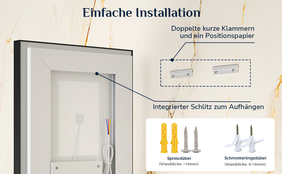 Дзеркало для ванної кімнати Keonjinn з підсвічуванням, металевий каркас 50x70 см, антизапар, LED, сенсорне керування, 3 кольори світла, диммування, пам'ять, настінне дзеркало (Чорний, 60 x 100 см)