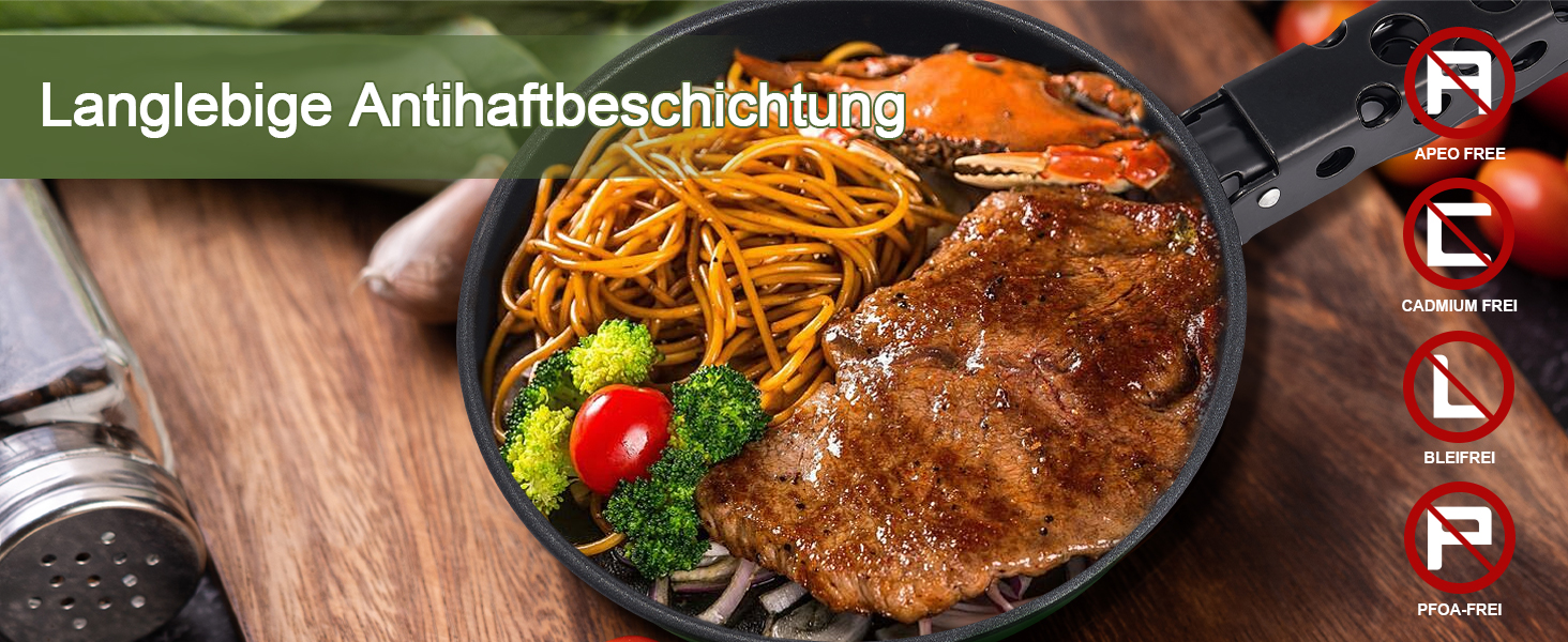 Набір посуду для кемпінгу Odoland 5шт: каструля, сковорода, чайник з знімним ручками. Ідеально для пікніків, походів та кемпінгу. Зелений антипригарний набір посуду.