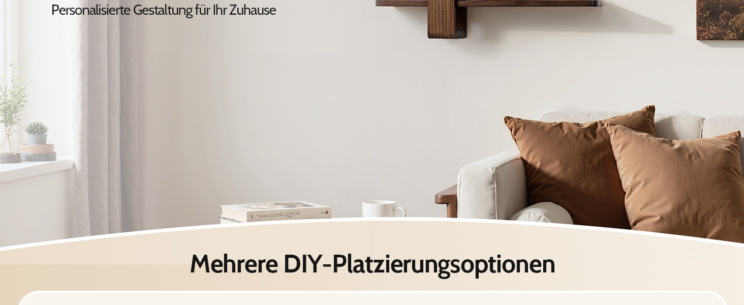 Полиця настінна SUMGAR з дерева, плаваючі полиці, 3-ярусна, декоративна, для вітальні, спальні, колір горіх, 50x58 см