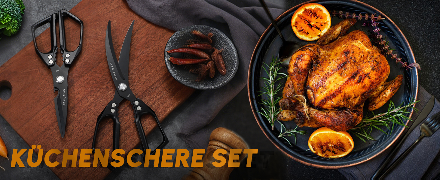 Набір кухонних ножиць Dream Reach Silver: кухонні, для птиці та кісток, нержавіюча сталь, багатофункціональні, миються в посудомийній машині