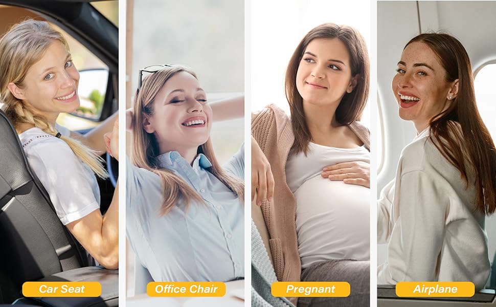 Автокрісло-подушка для спини з Memory Foam для полегшення болю в попереку, велике сидіння для коротких водіїв у далеких поїздках - подушка для автомобіля, офісу - чорний