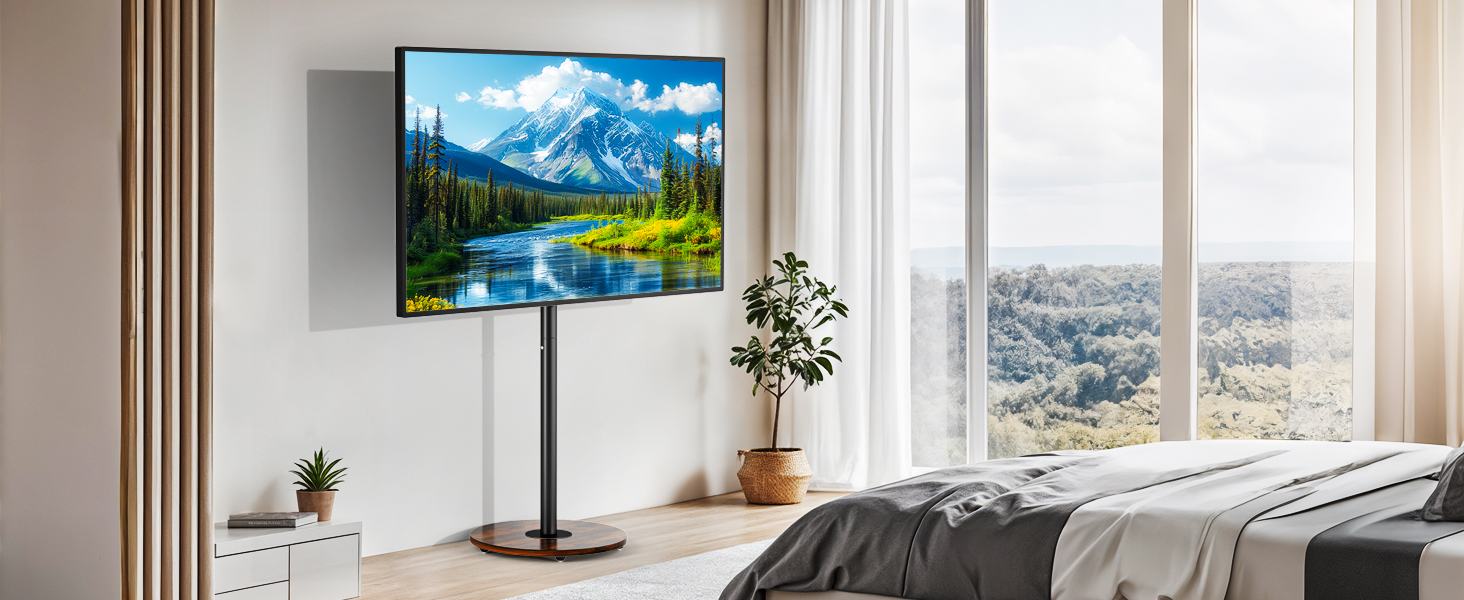 Підставка для телевізора Unho з регульованою висотою та коліщатками, для екранів 40-75 дюймів, VESA 600x400 мм (чорний)