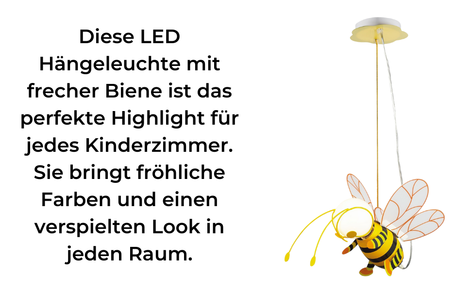 Дитяча лампа bmf-shipping стельова Світлодіодна підвісна лампа у вигляді бджоли для дитячої кімнати для дівчаток і хлопчиків - підвісна лампа для дитячої кімнати жовтого кольору - Дитяча лампа в комплекті. Світильник-підвісний світильник Діти Тварини