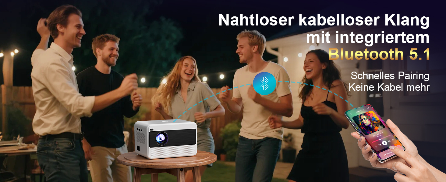 Проектор Smart Beamer WiFi для домашнього кіно, 16000 Люмен Full HD 1080P, електричний фокус, Zoom, Bluetooth, сумісний з iOS/Android/Fire Stick/Laptop/PS5