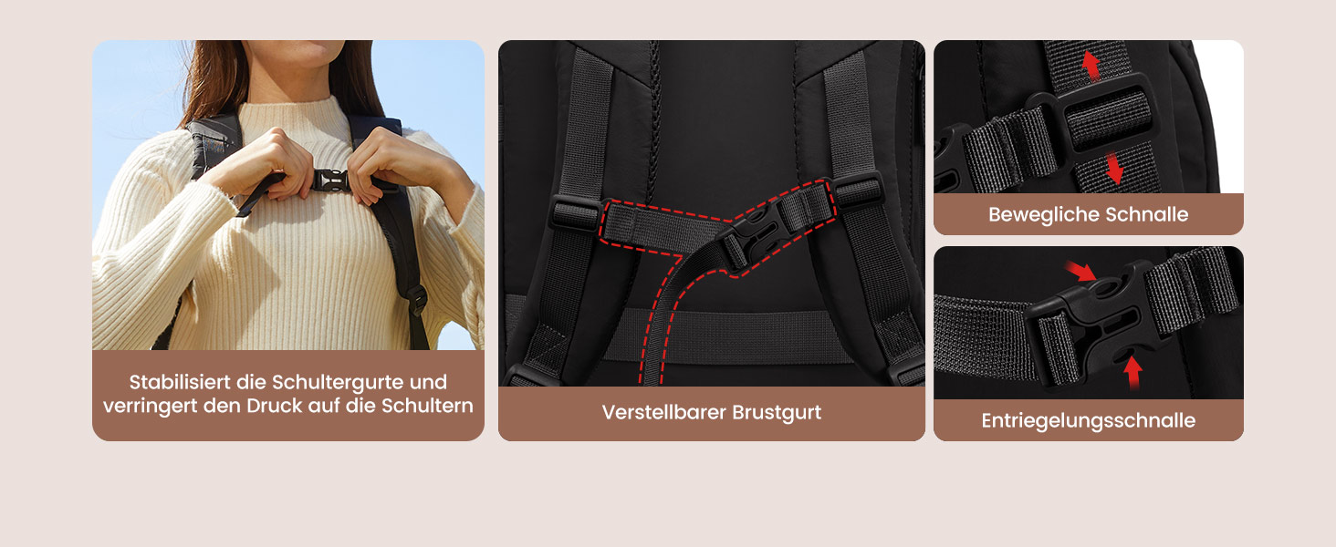 Рюкзак жіночий LOVEVOOK 40L для подорожей та авіаперельотів, Carry On, Beige Khaki